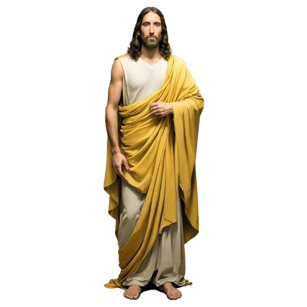 Jesus Christ in Yellow Cloth Vibrant PNG Image for Spiritual Reflection ...