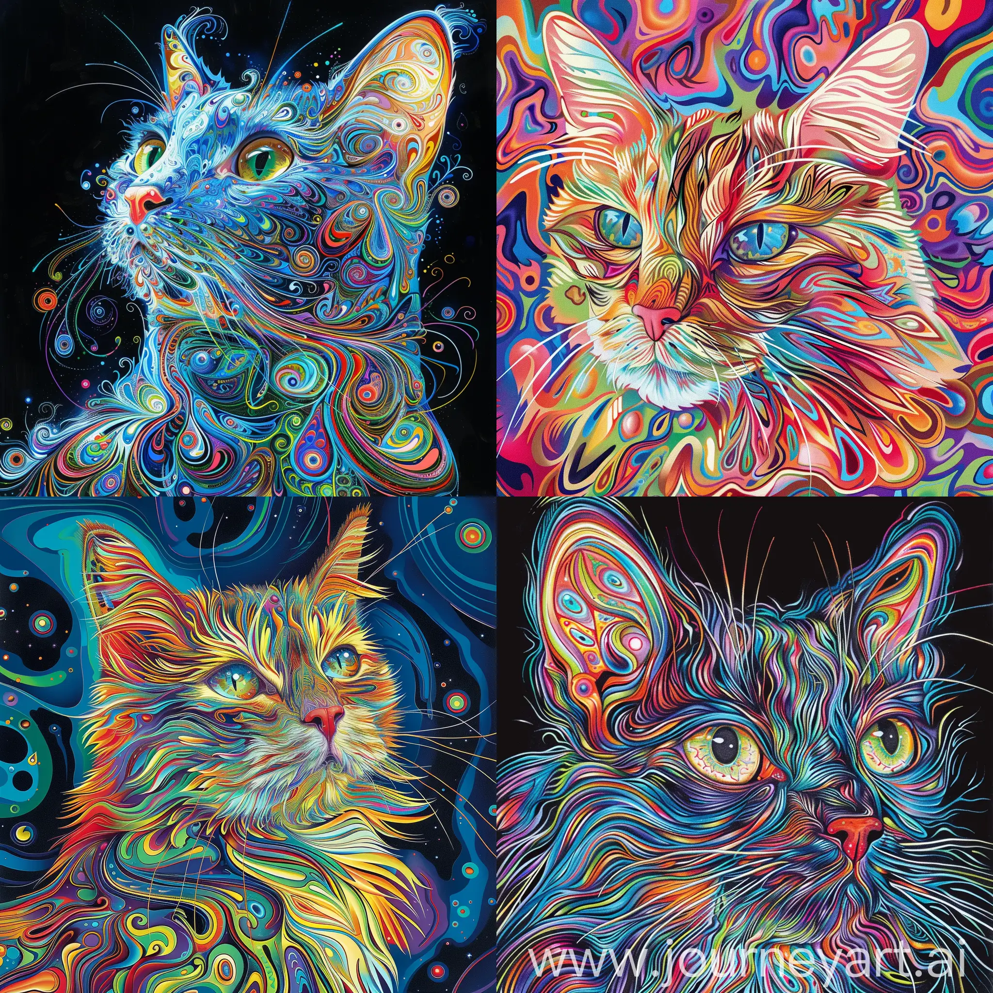 Vibrant-Psychedelic-Cat-Art-on-Square-Canvas