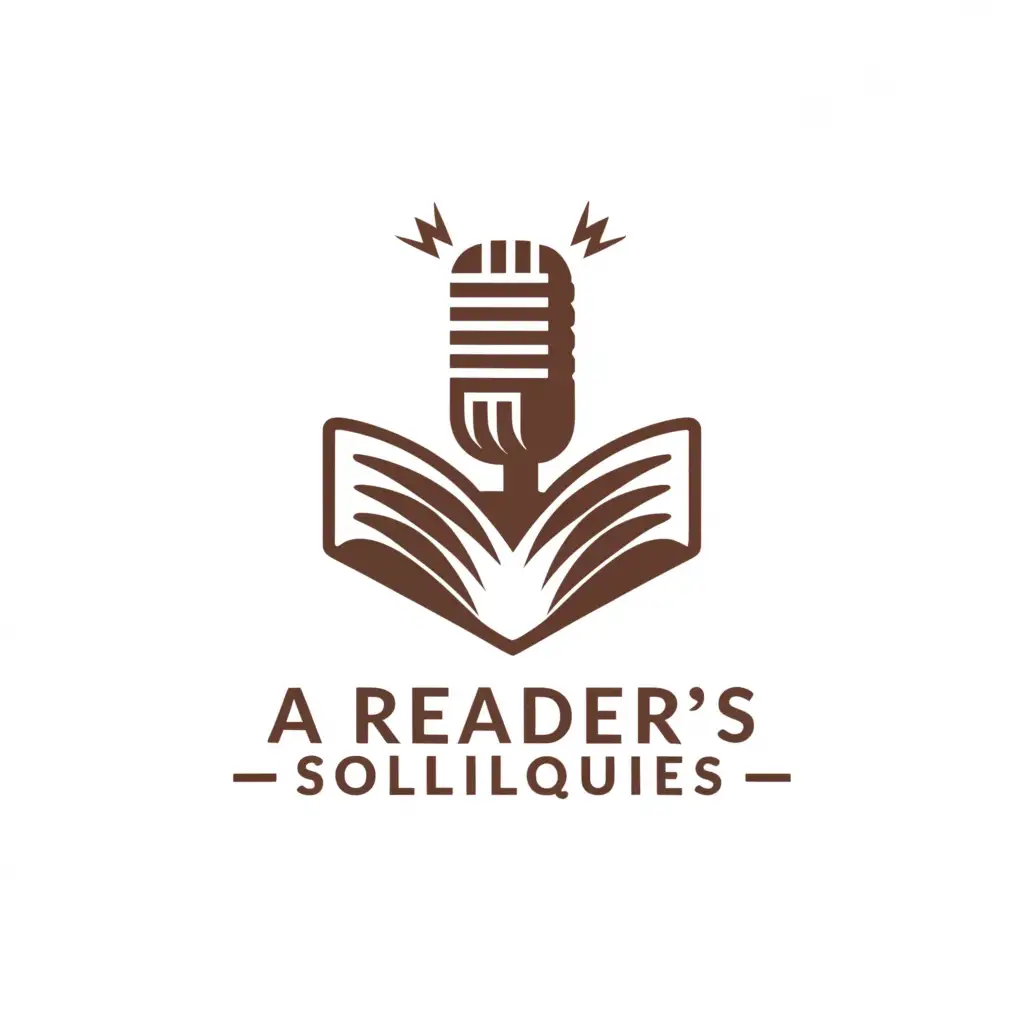 a logo design,with the text "A Readers Soliloquies", main symbol:book/ microphone,complex,clear background