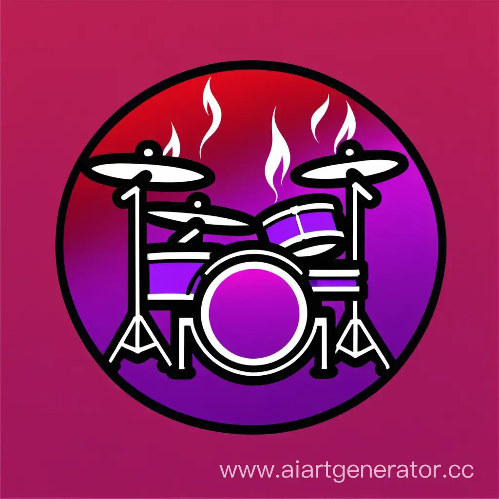 Vibrant-Circle-Icon-Fiery-Drum-Kit-in-Purple-and-Red