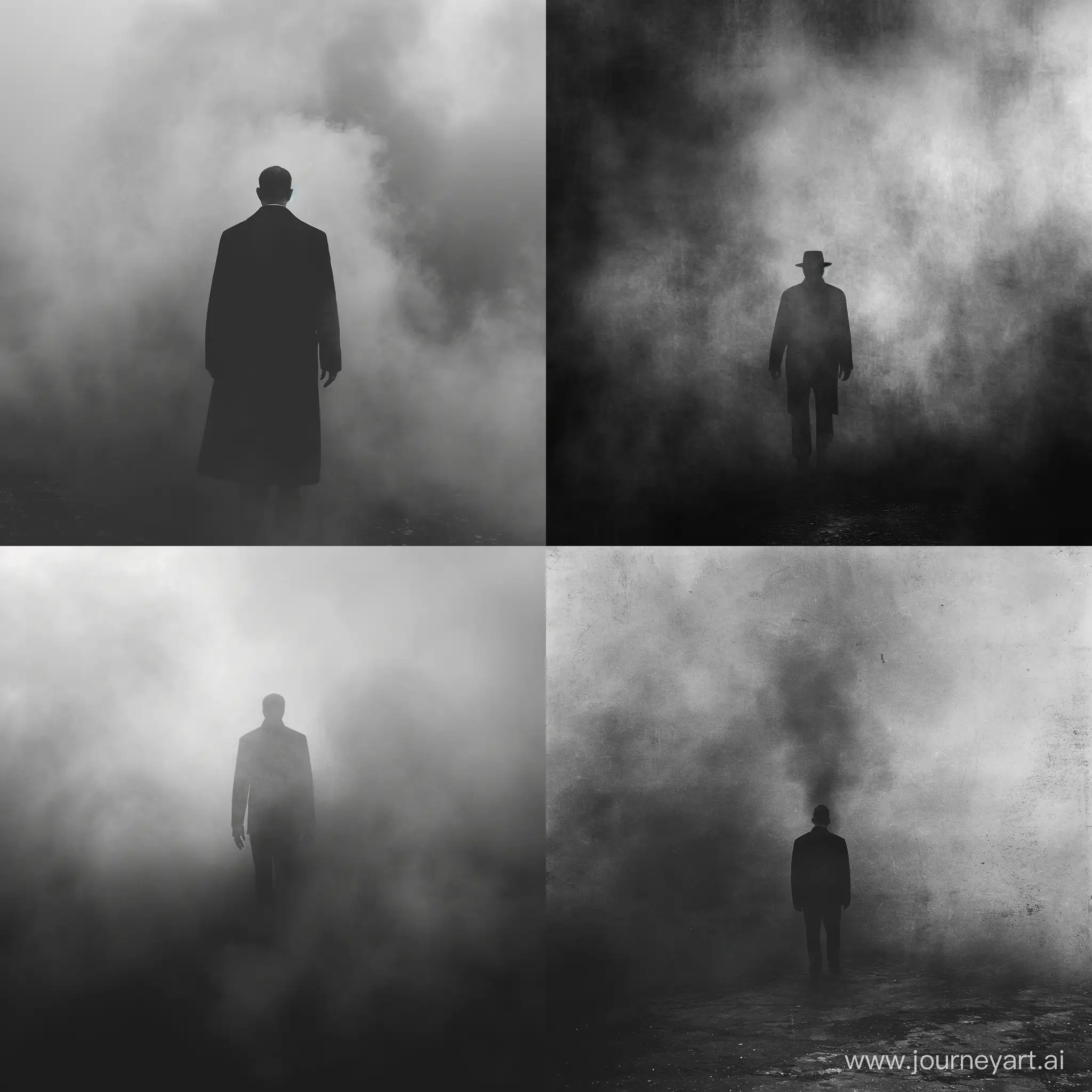 мужчина в черном тумане