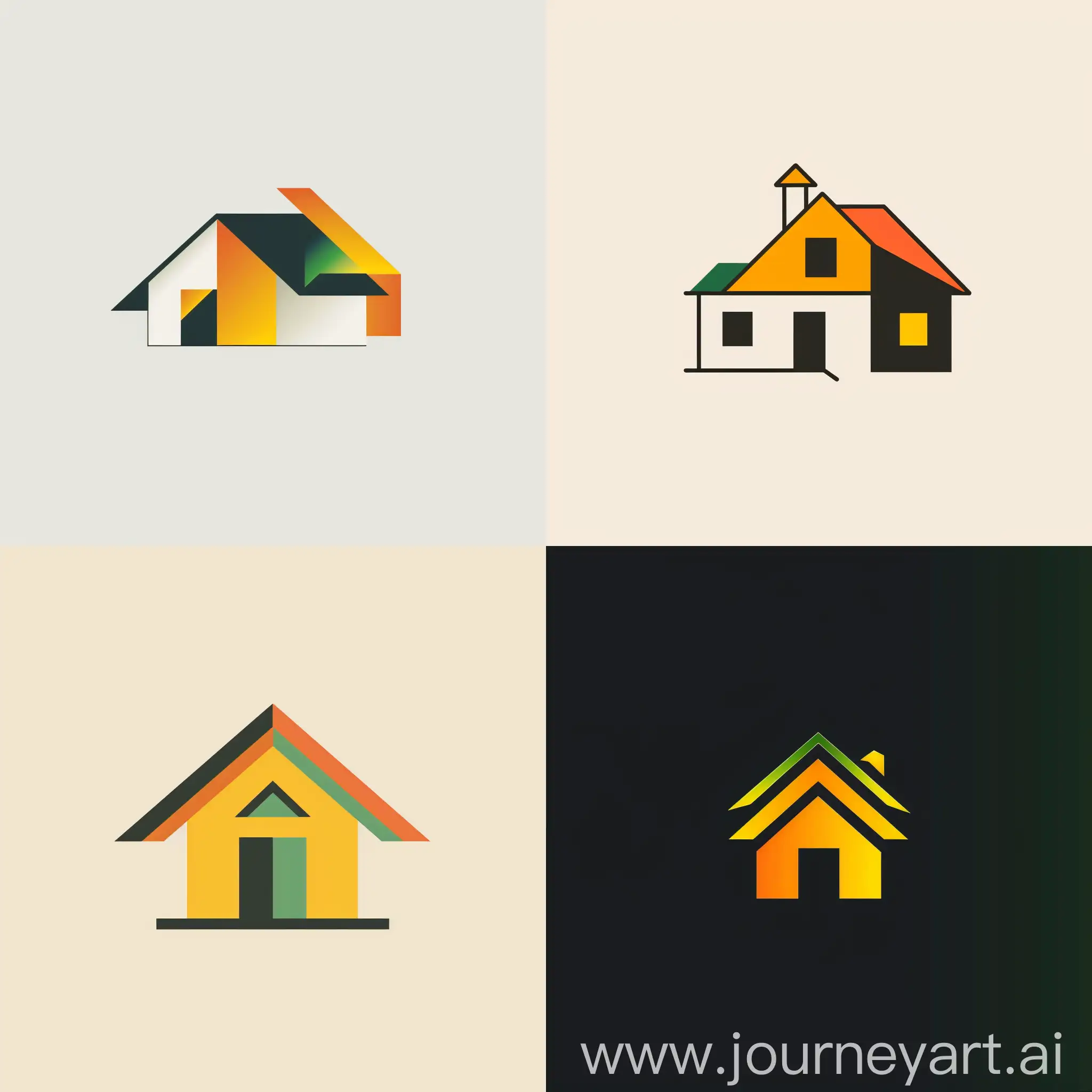 Minimalistic-House-Logo-Design-in-Vibrant-Yellow-Orange-and-Green