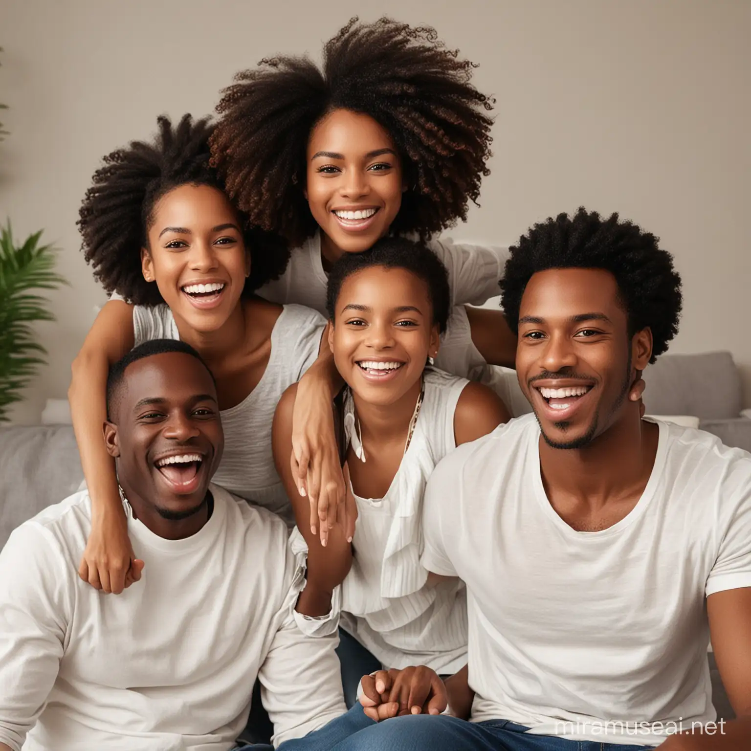 happy black family having fun