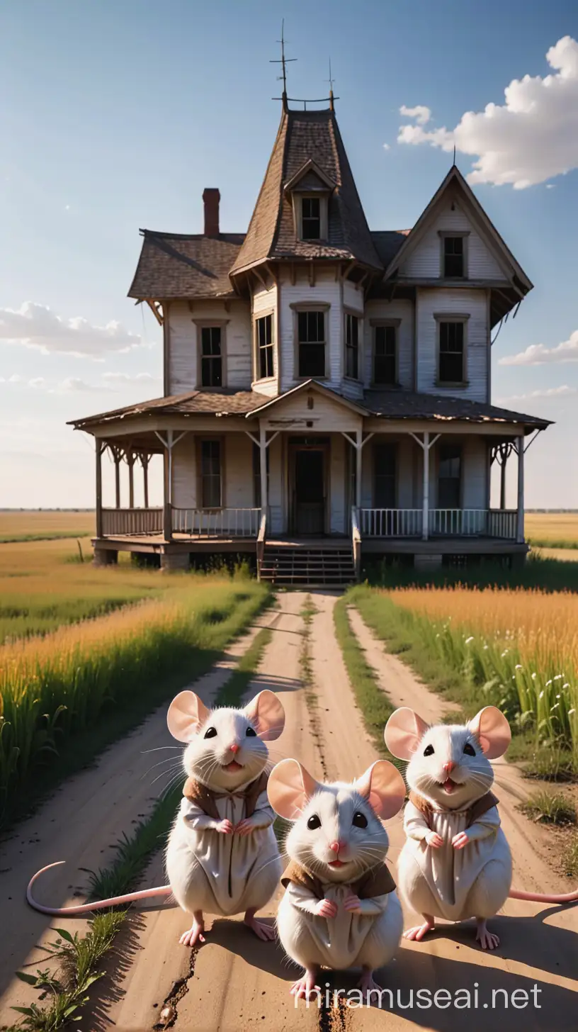 Desolate Prairie Horror Abandoned House Infested with Mice