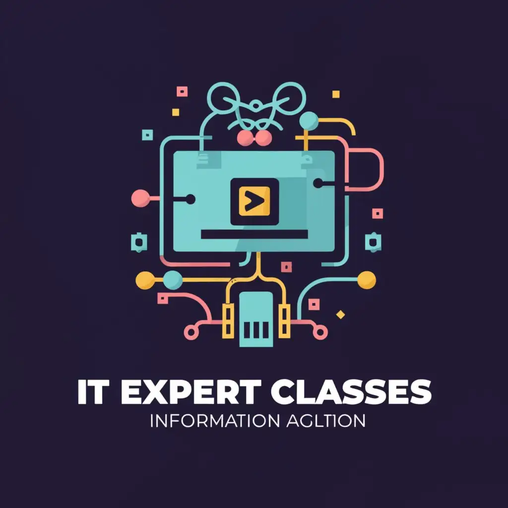 a logo design,with the text "IT Expert Classes", main symbol:Computer, networking, AI, programming, Information Technology,Moderate,be used in Technology industry,clear background