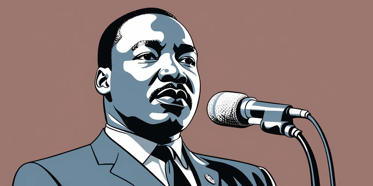 cartoon of the martin luther king jr. with a solid color background