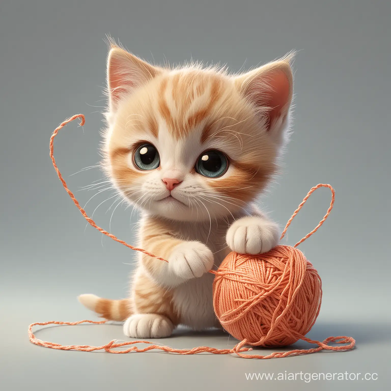 Playful-Cartoon-Kitten-with-Yarn-Ball
