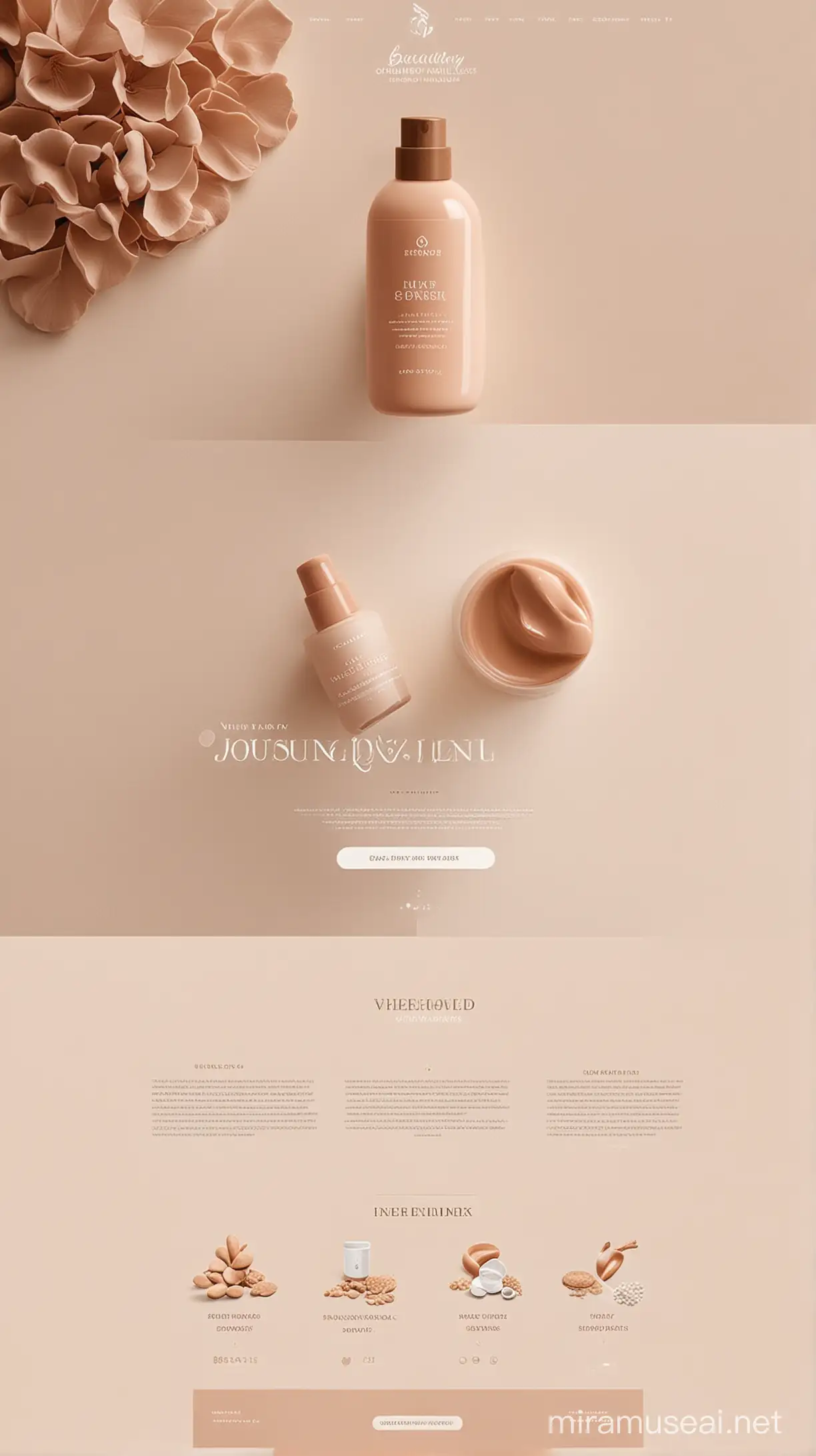 website, ui/ux, beauty and wellness white and nude color, 
ecommerce,  full page