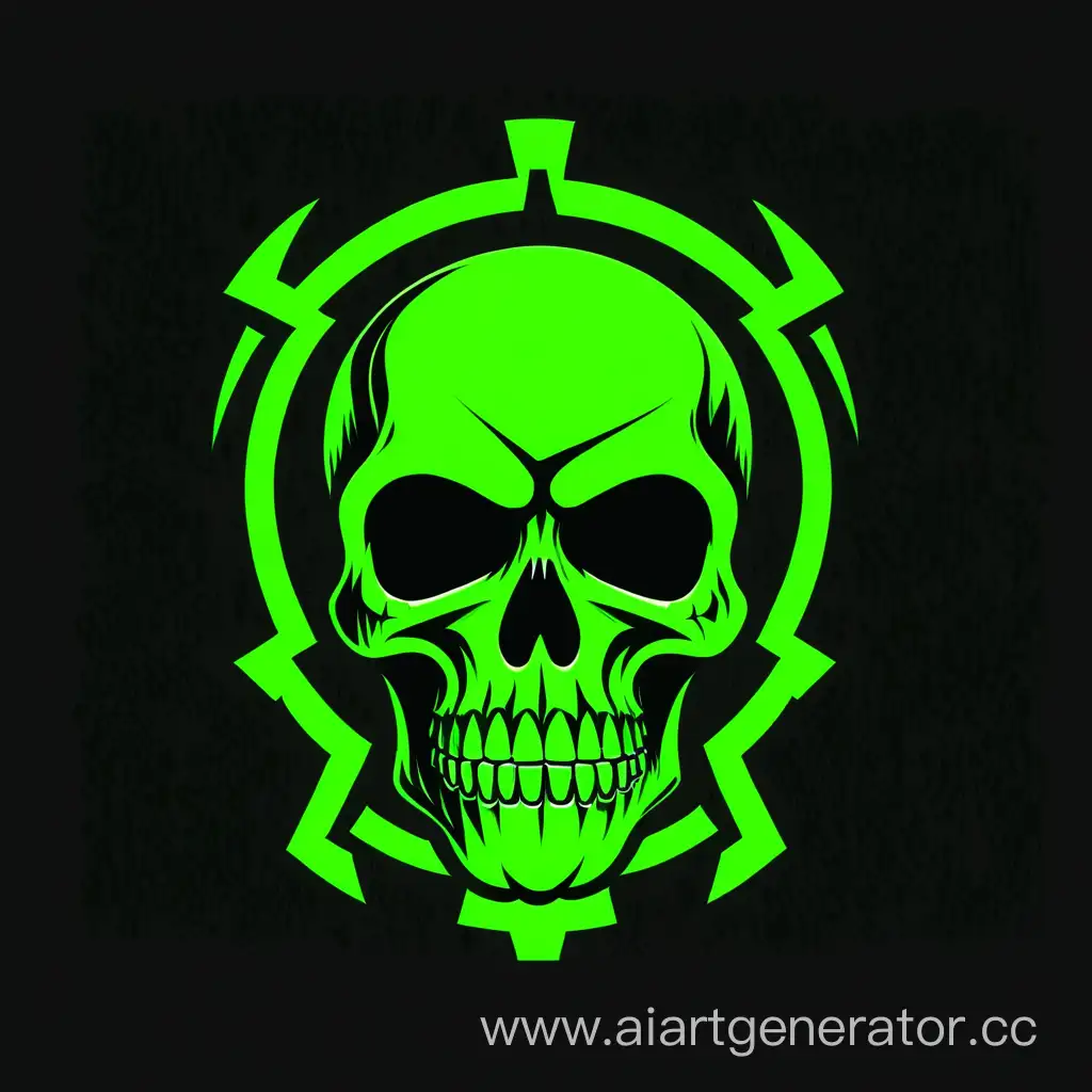 Green Skull,
black color,
lime green color,
logo,