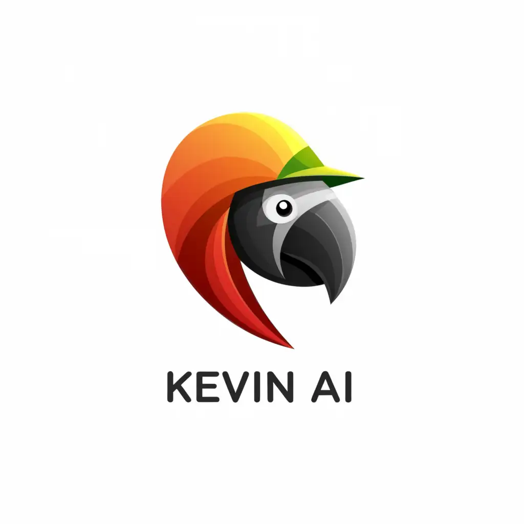 a logo design,with the text "Kevin AI", main symbol:parrot wearing a cap,Minimalistic,be used in Technology industry,clear background