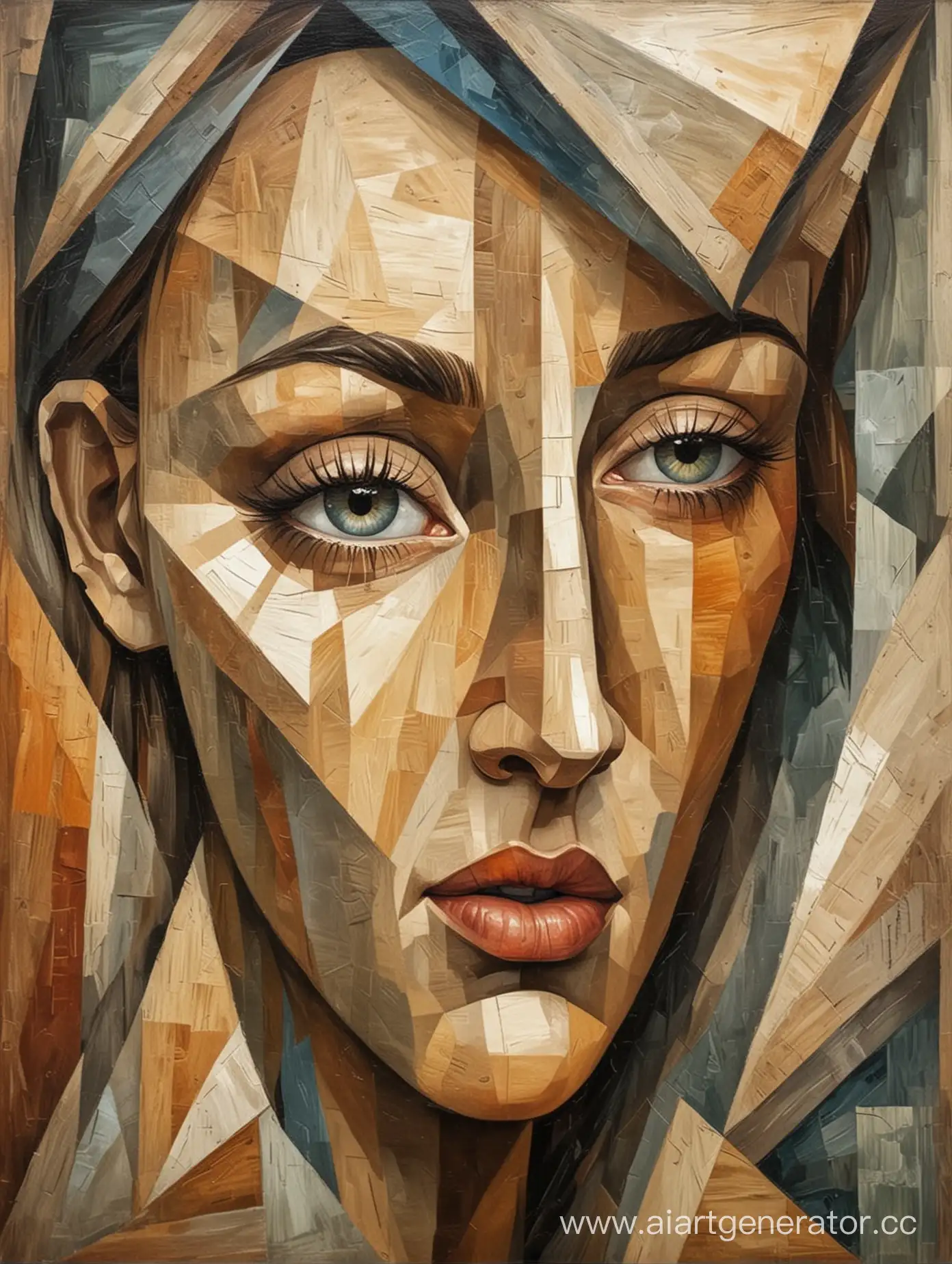 Abstract-Cubist-Portrait-Obscured-Facial-Features-in-Subdued-Tones