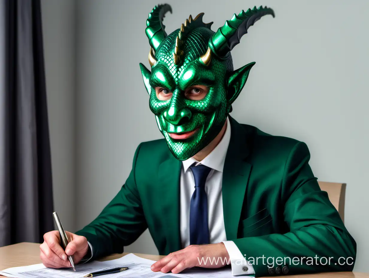 Green-Dragon-Accountant-Negotiates-New-Year-Salaries-Amidst-Labor-Strike