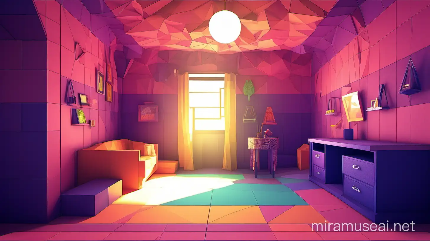 Vibrant Low Poly Decor A Play of Light and Shadow