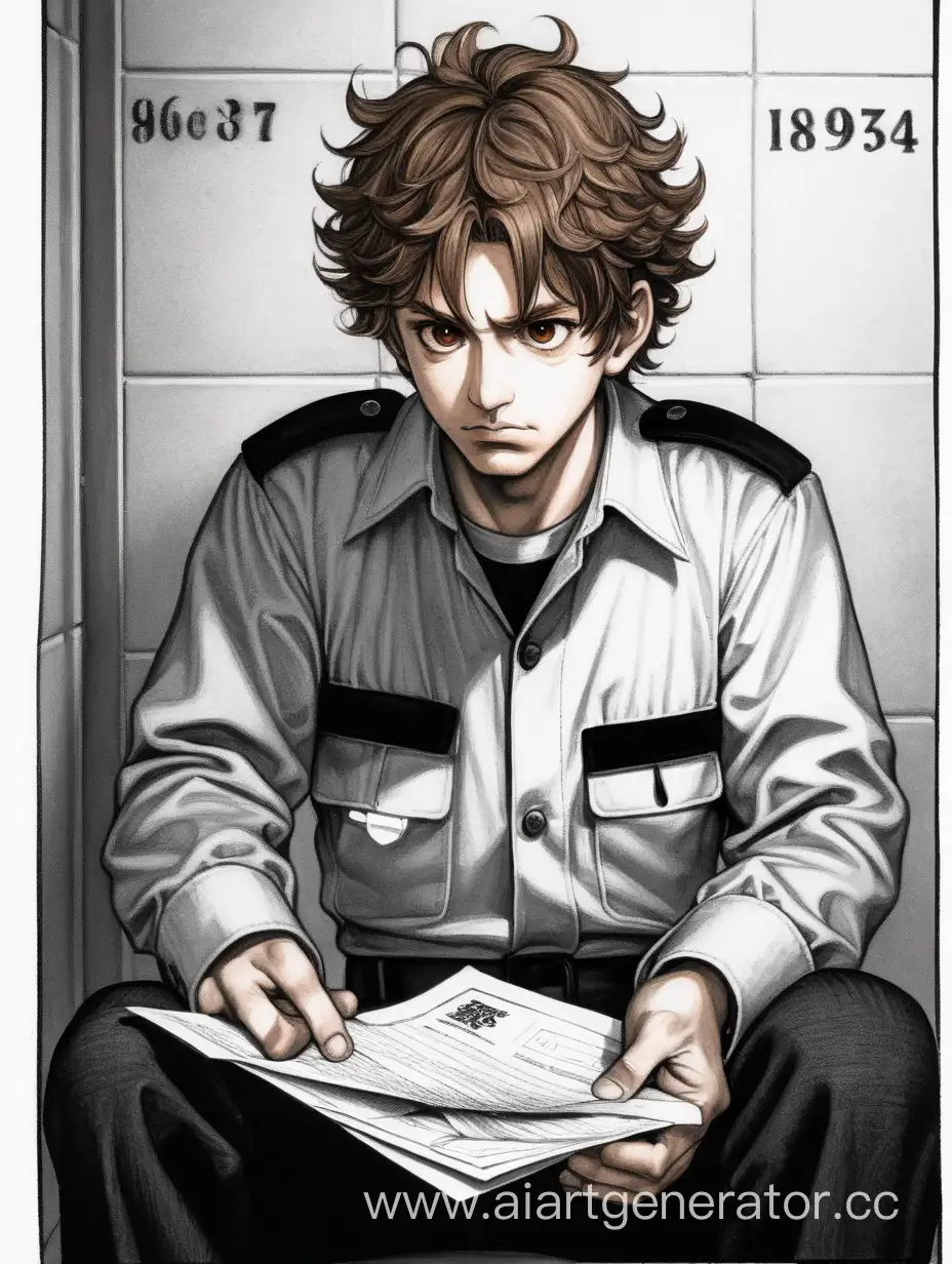 Mysterious-Detective-Examining-Inmate-Files-in-Interrogation-Room