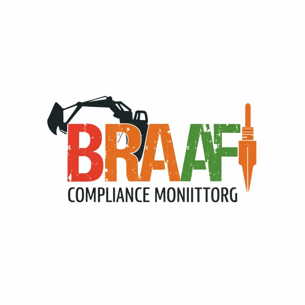 logo, Colors Blue Green and Red Orange, with the text "Braaf Compliance Monitoring", typography, be used in Construction industry