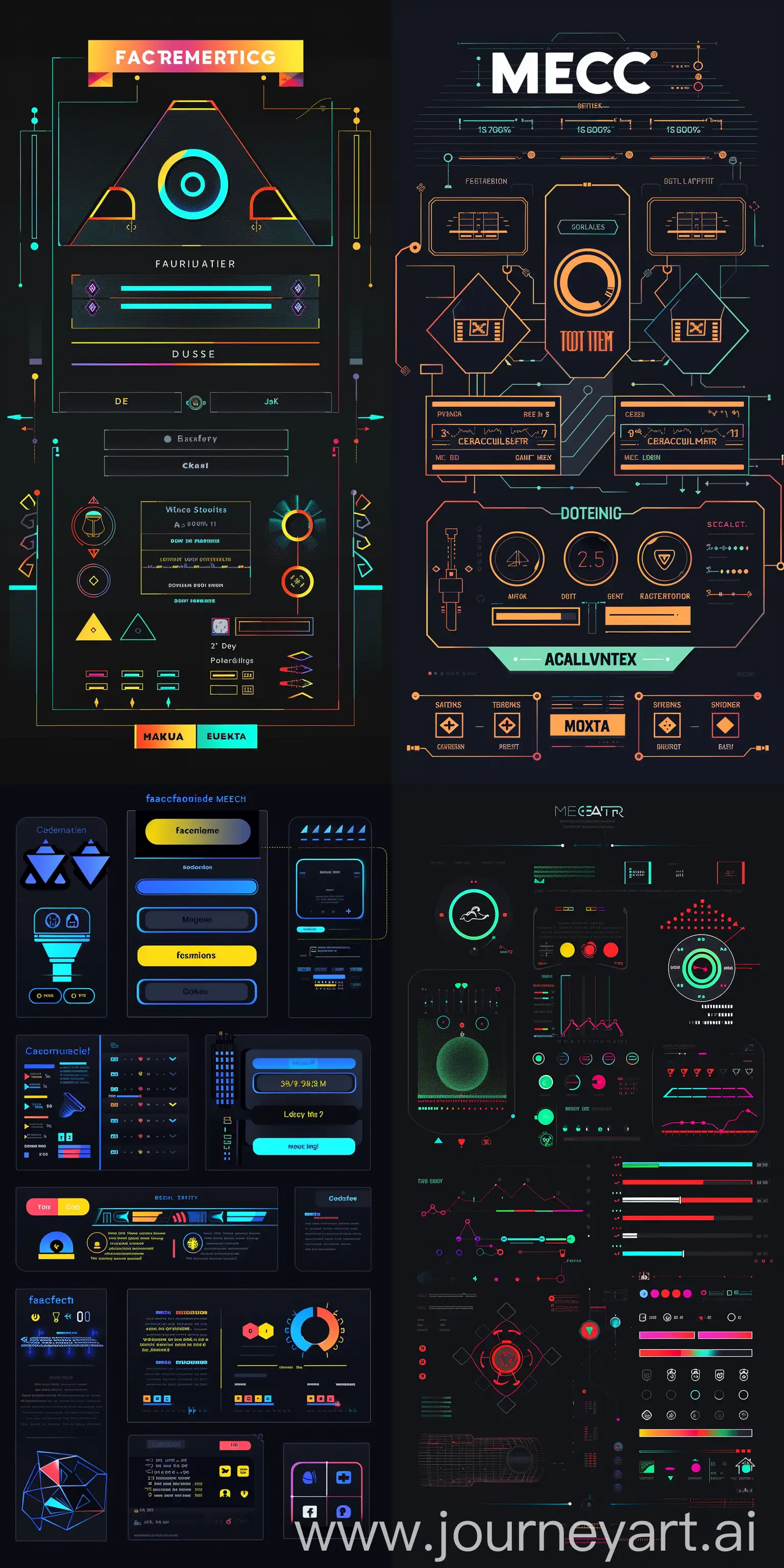 2d vector game screen settings and configuration menu, minimalist retro analogic concept desing, clean geometric elements, based on Meta (facebook) design colors, black background --ar 1:2 --s 50 