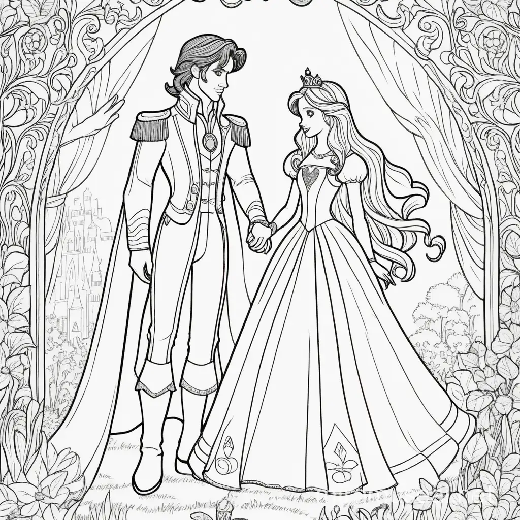 enchanting  prince and princess book cover coloring book 