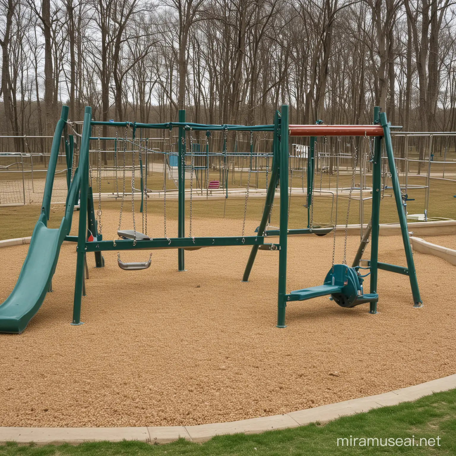 Joyful Children Playing in a Colorful Playground