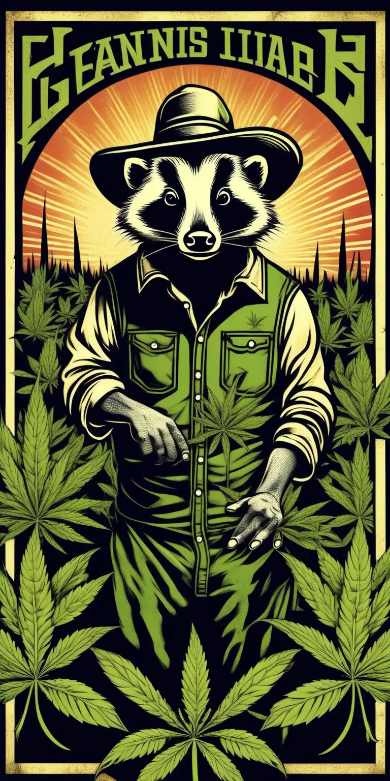 Farmer Badger in Shepard FaireyInspired Cannabis Farm Art