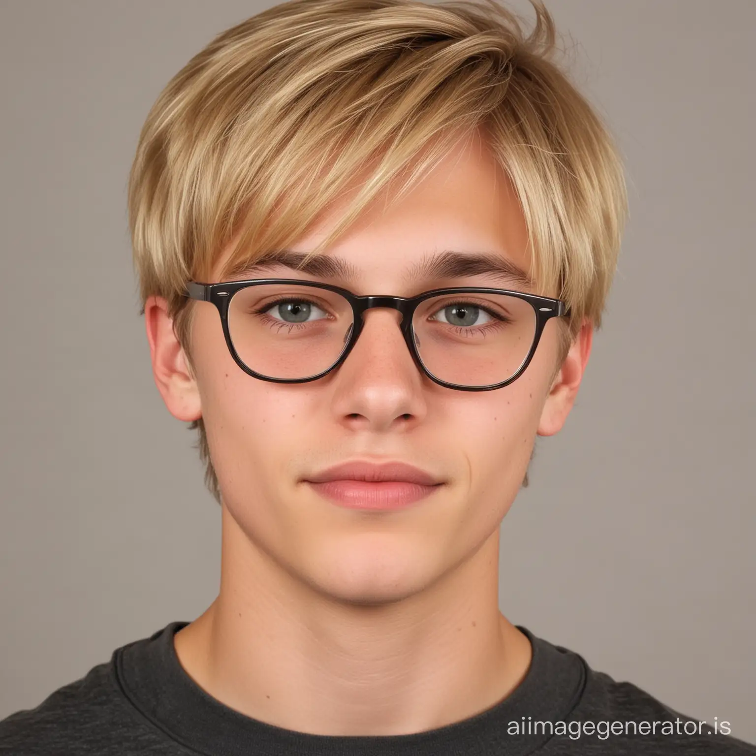 German teenage boy with blond hair and glasses
