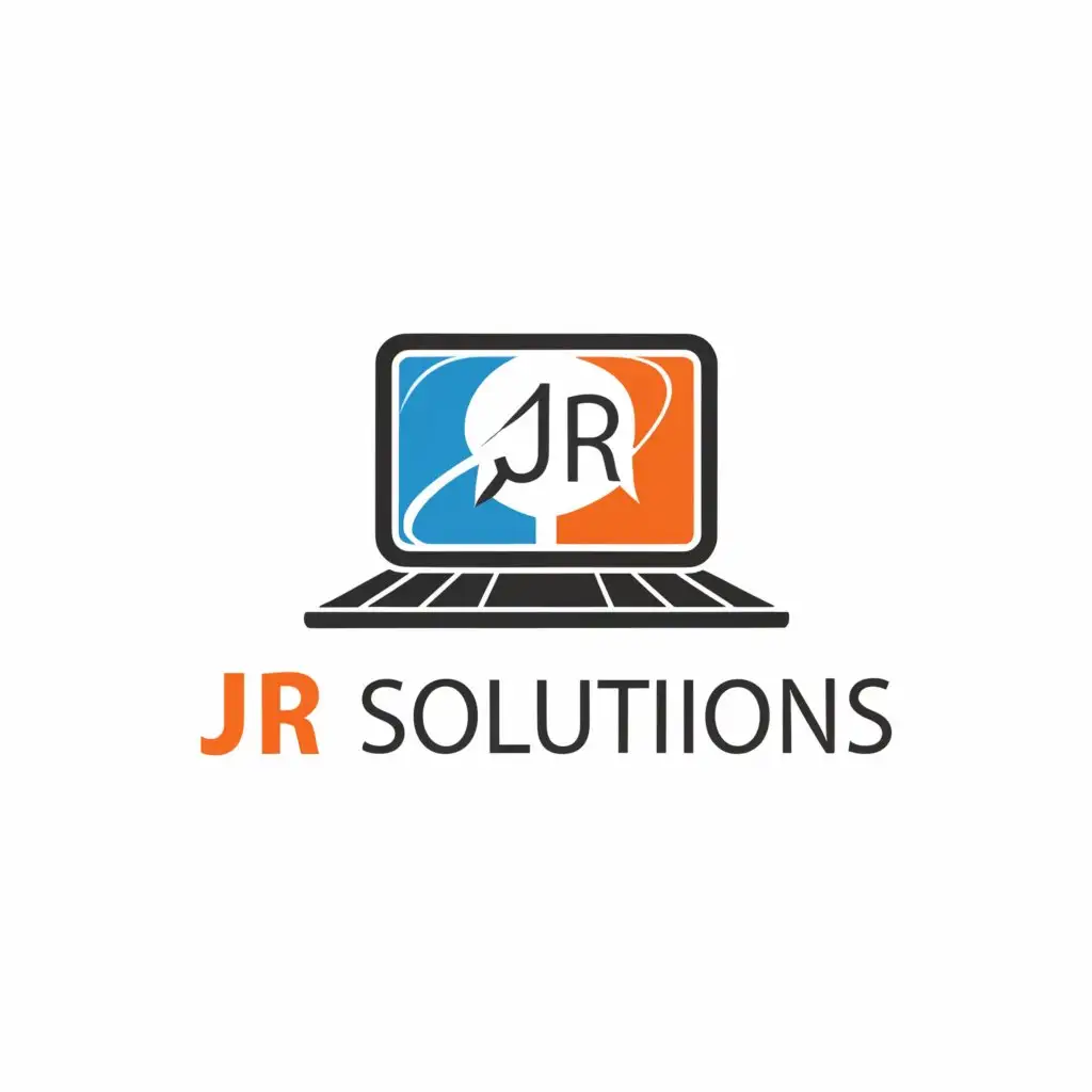 a logo design,with the text "JR Solutions", main symbol:a laptop,Moderate,be used in Technology industry,clear background