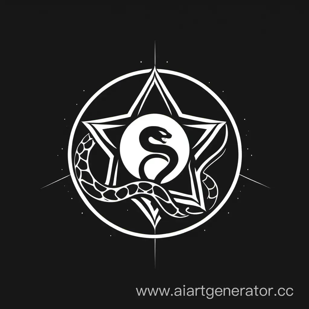 Черно-белый, логотип, минимализм, две змеи, солнце, звезда