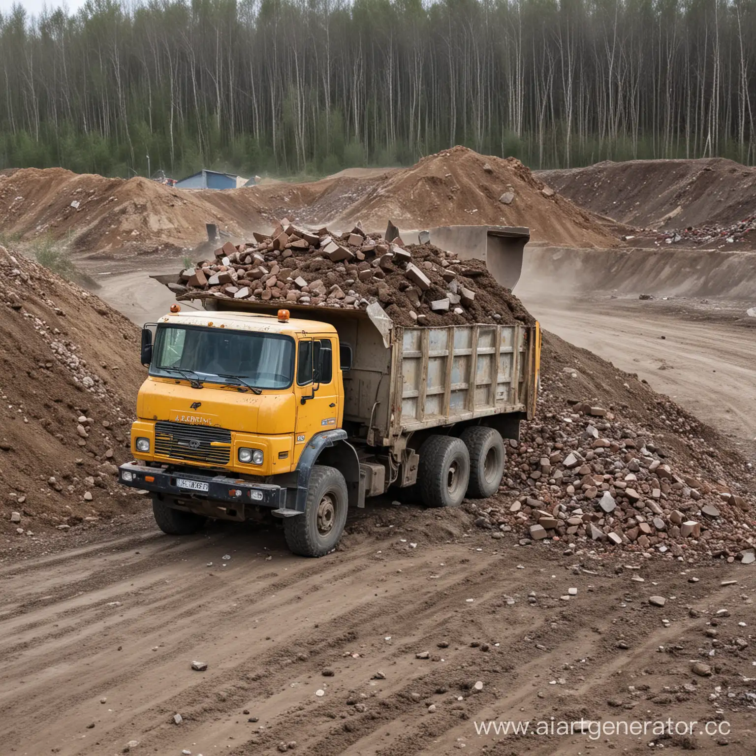Construction-Waste-Removal-in-Russia-Dump-Truck-Action