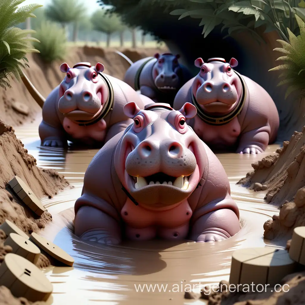 Hippopotamus-Battle-Scene-Wildlife-Conflict-in-a-Trench