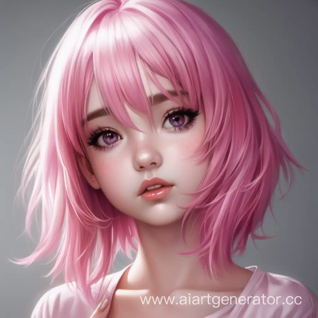 красивая девочка с розовыми волосами
