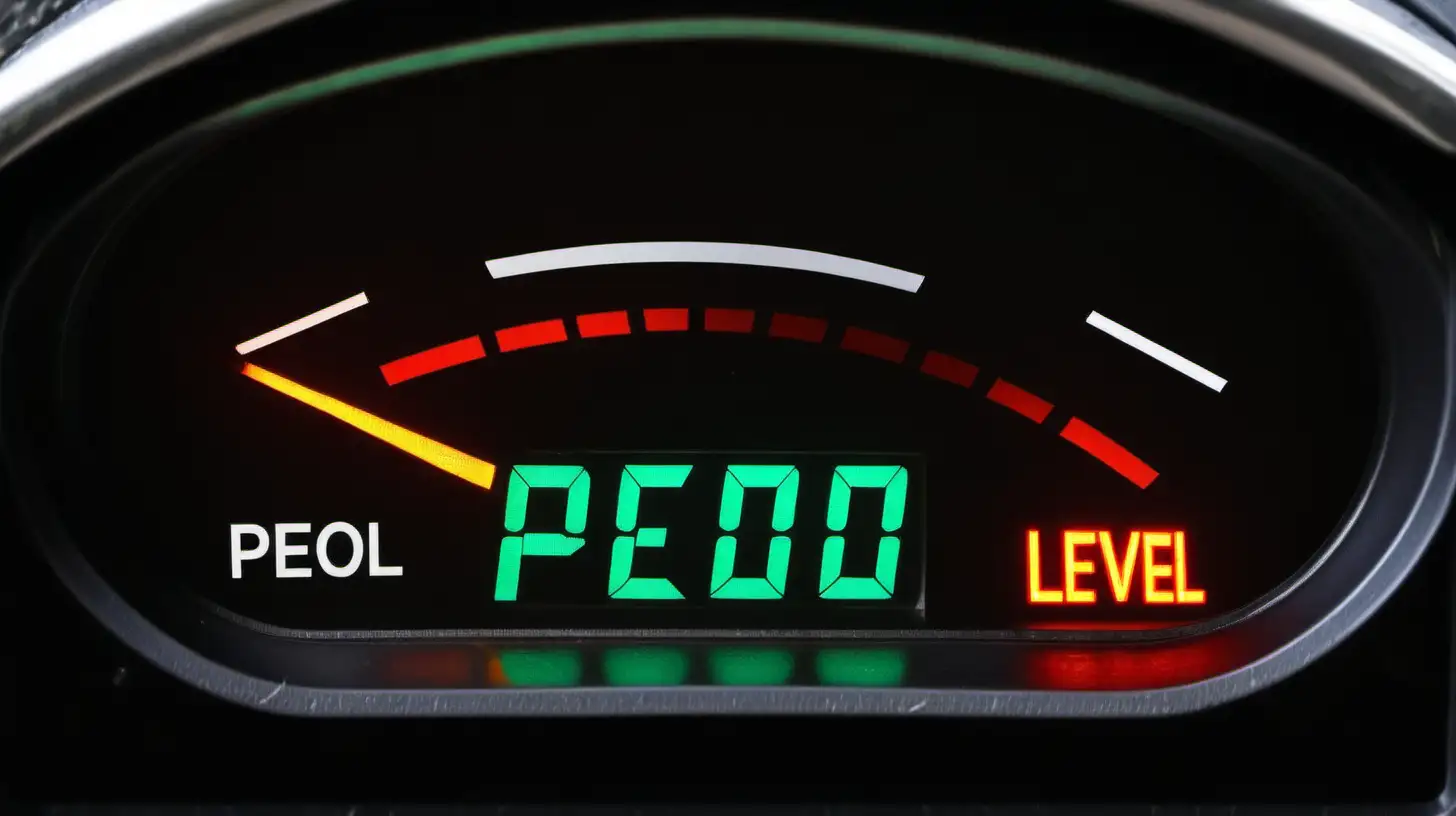 car indicator showing low petrol levels