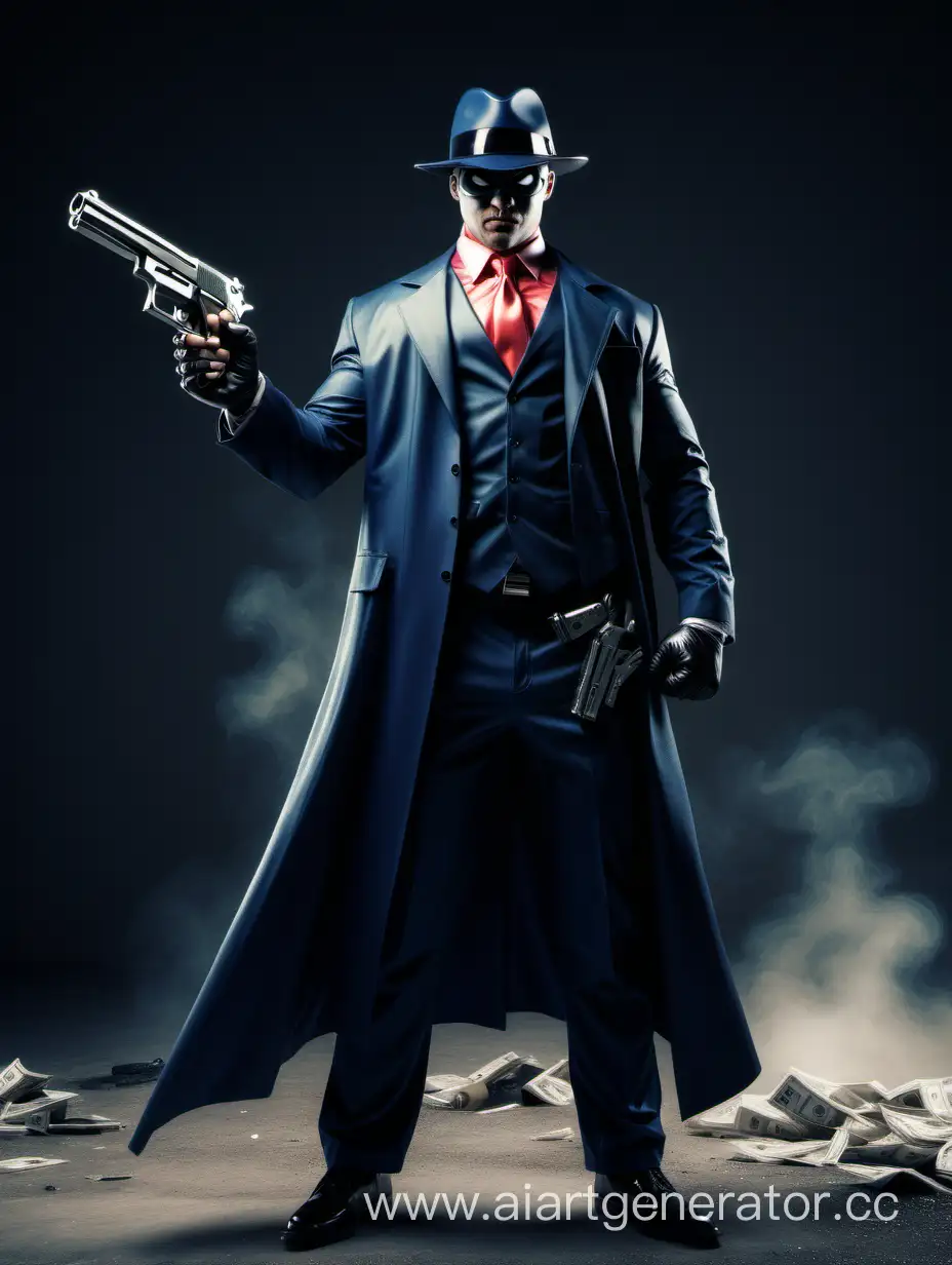 Gangster superhero with pistol