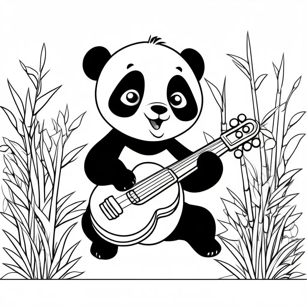 Panda-Playing-Instrument-Coloring-Page-for-Kids-Simple-Line-Art-on-White-Background