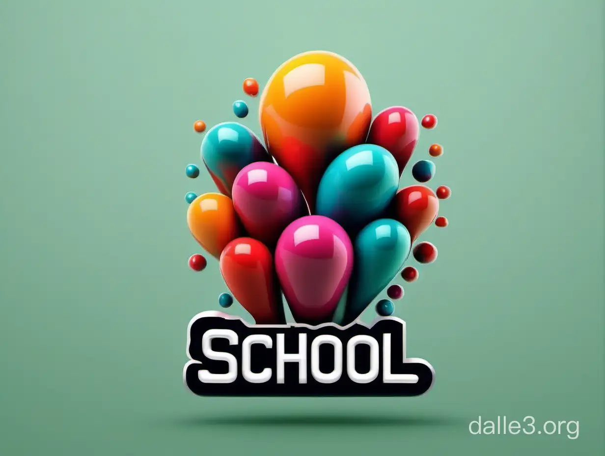 a logo for school creative industries with 3d elements and they have volume and looks like gummy or ballons structure