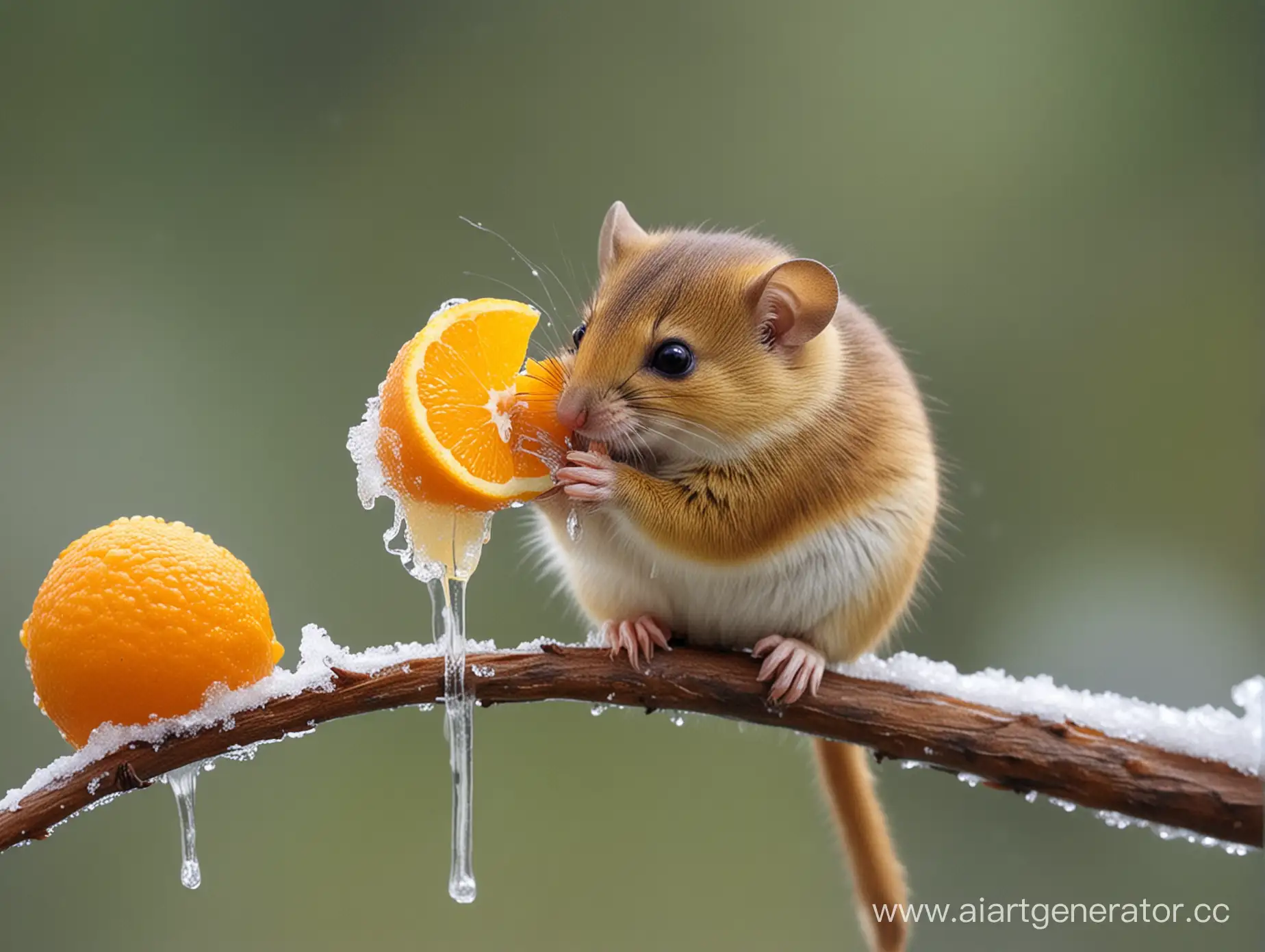 лесной хорёк ест апельсиновые сосульки