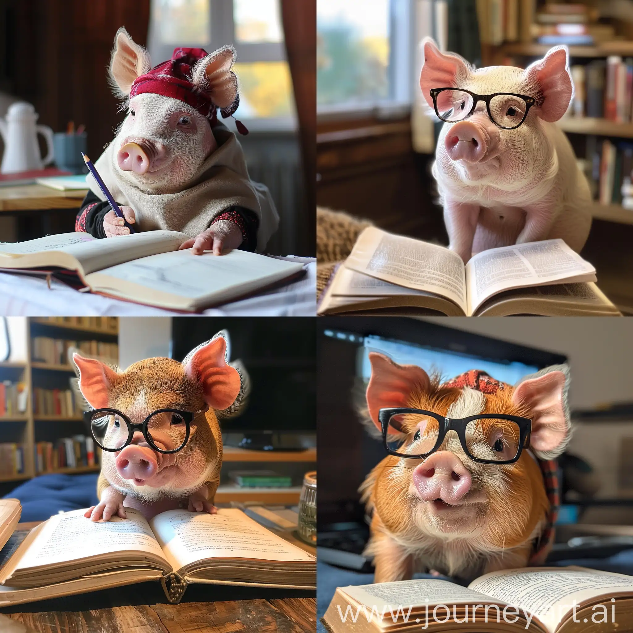 Piggy-Studying-Croatian-Language-with-Intense-Focus
