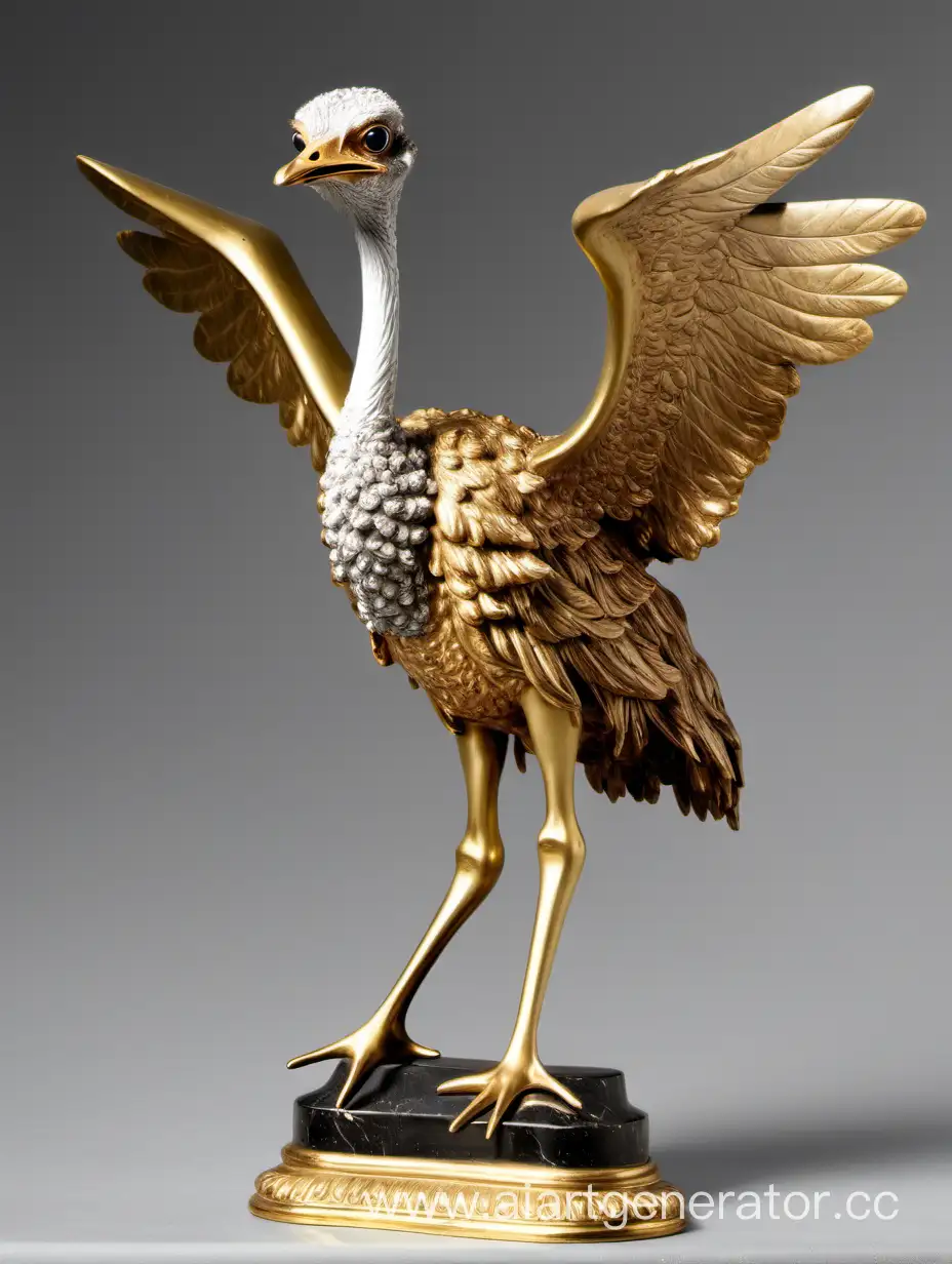 an ostrich with golden wings. statuette England 1890