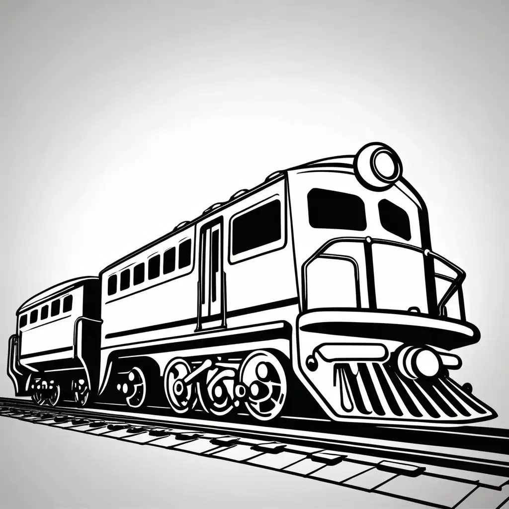 train simple outline black and white