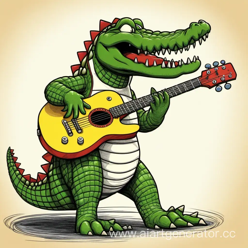 crocodile plays the guitar