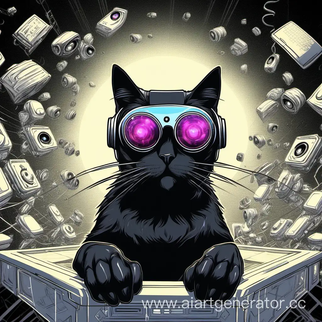 Mysterious-Black-Cat-Wearing-Virtual-Reality-Glasses