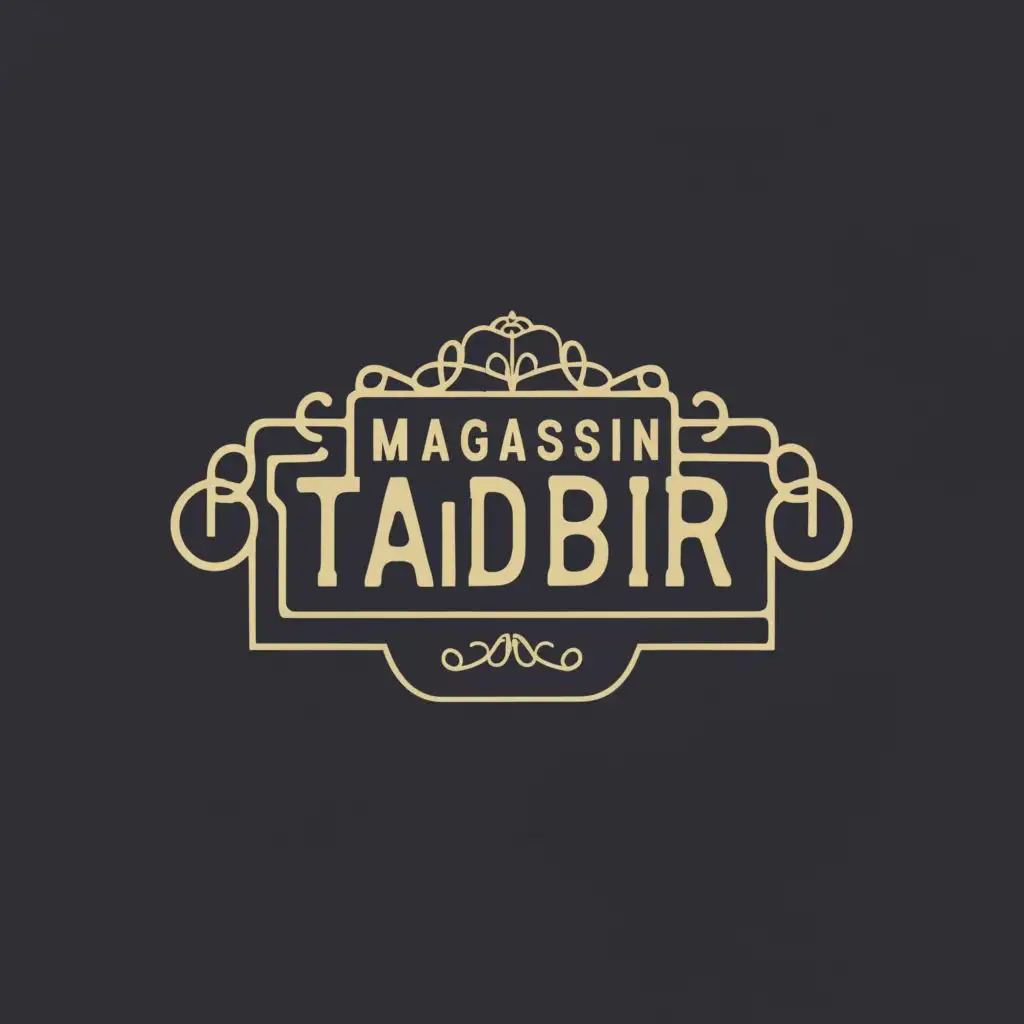 logo, retail shop, with the text "Magasin Tadbir", typography