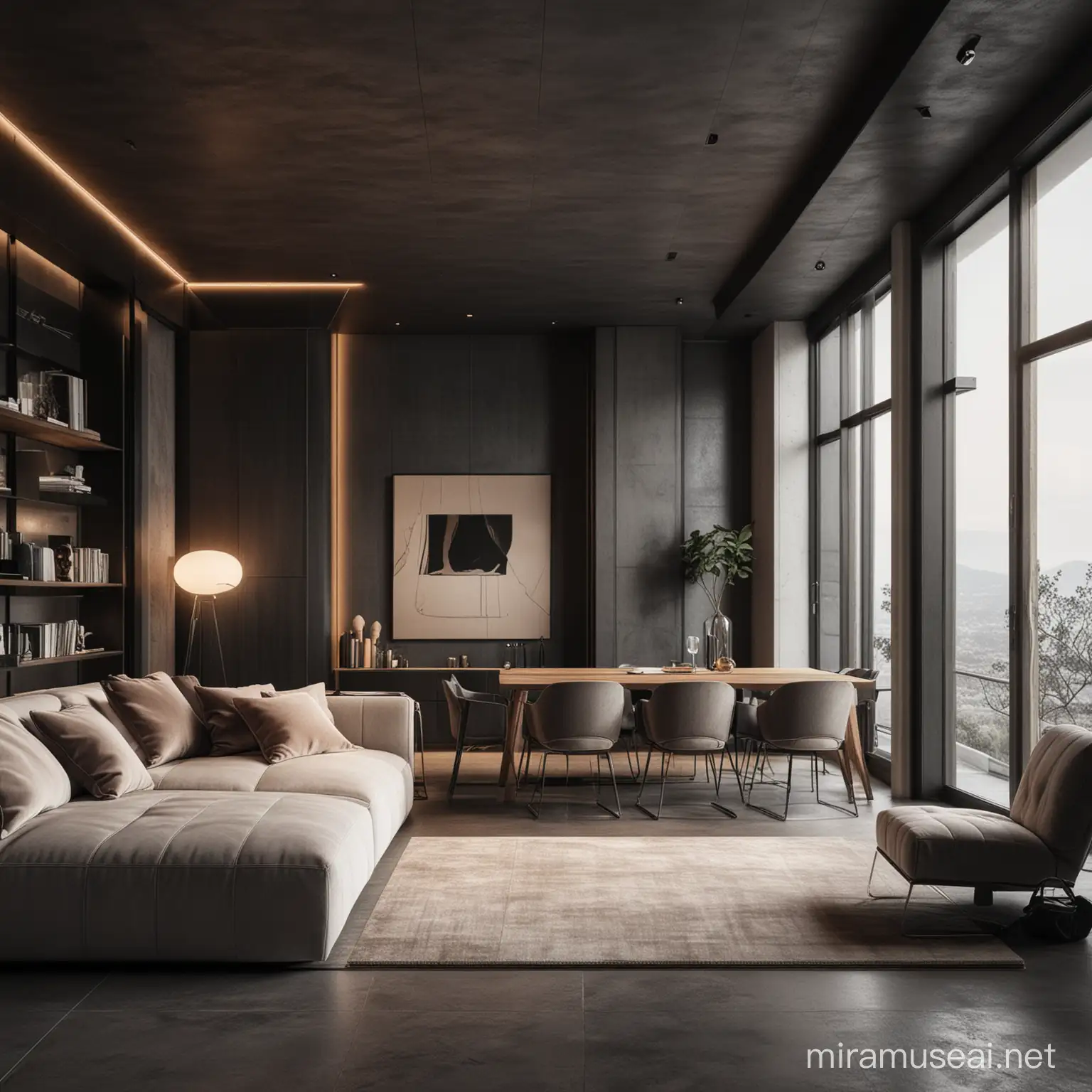 Futuristic Interior Design Geometric Architecture with Handmade Furniture