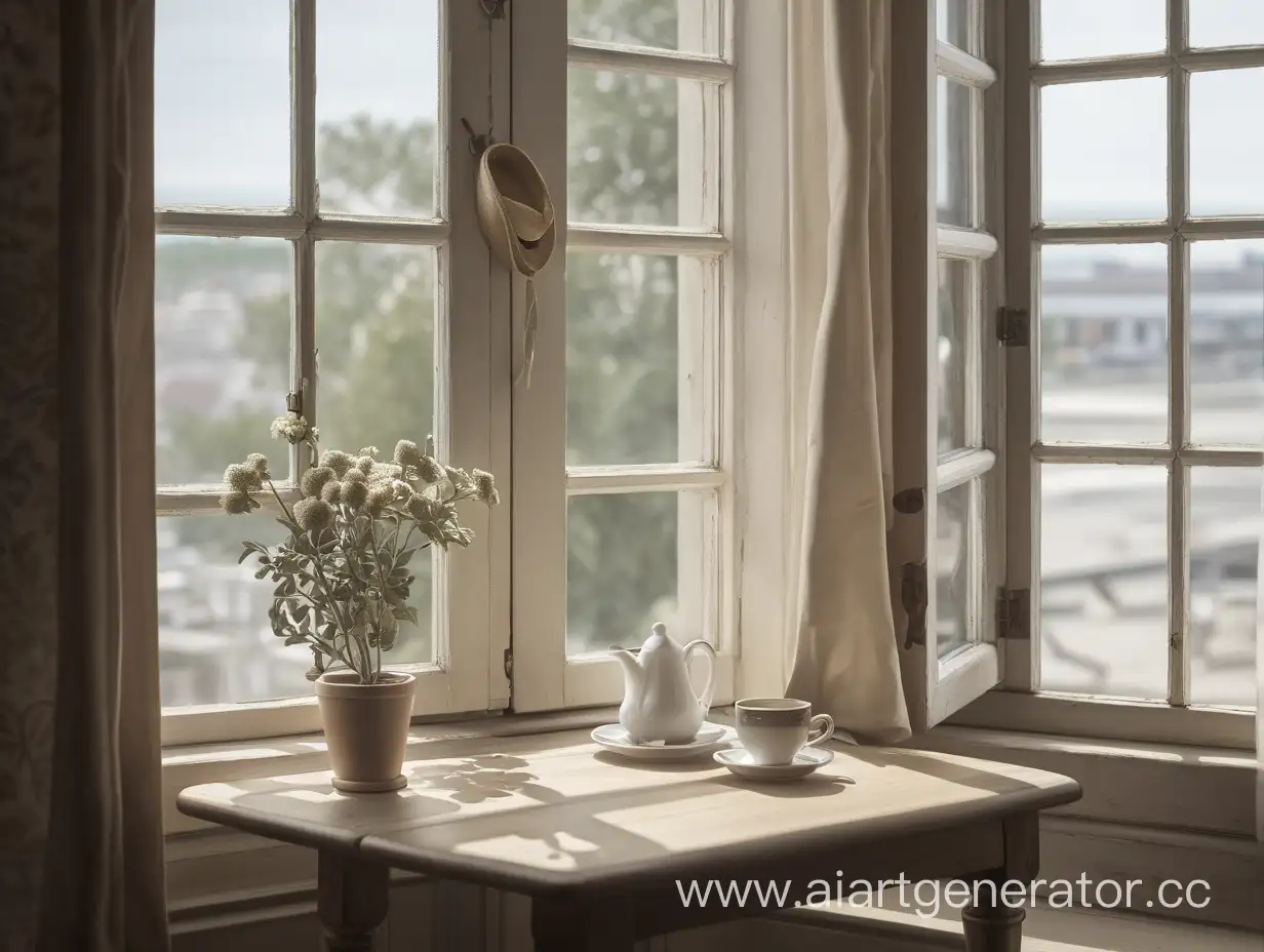 Sunlit-Tulip-on-Table-by-Open-Window