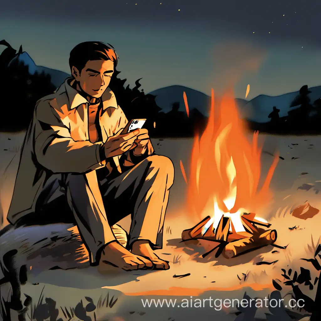 Evening-Campfire-Serenity-with-Phone-Connection