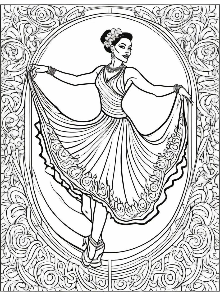 Vibrant Latin Dancer Illustration for Coloring Book Fun | MUSE AI