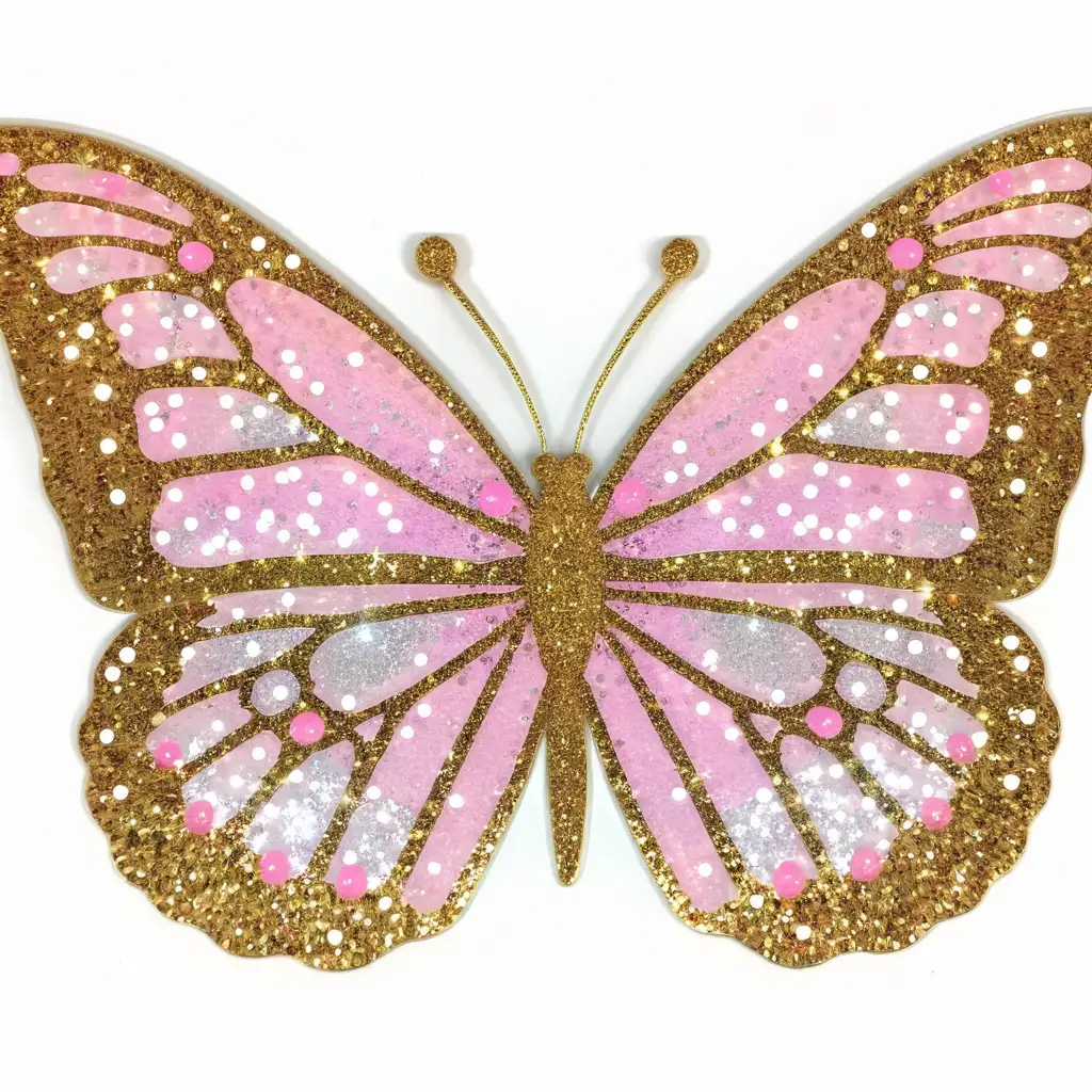 Sparkling Pink Butterfly with Glitter Details