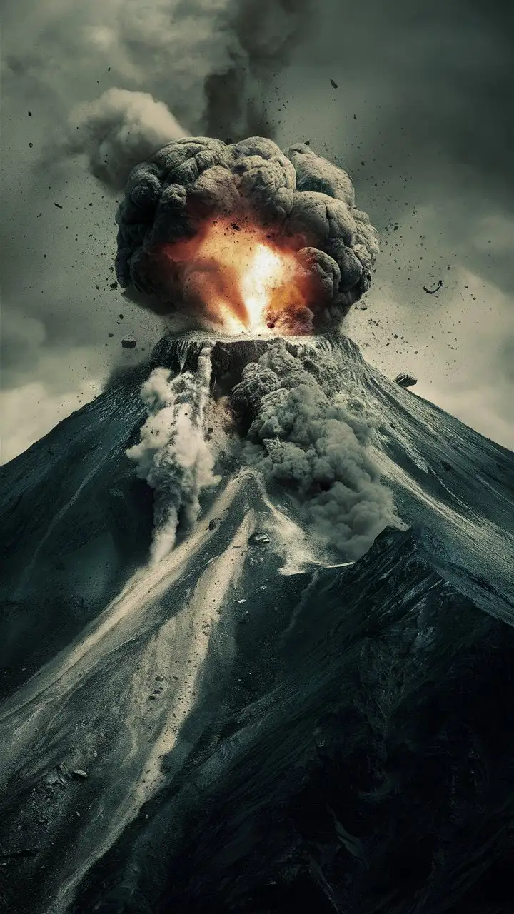 Explosive Mountain Destruction TNT Blasting Scene