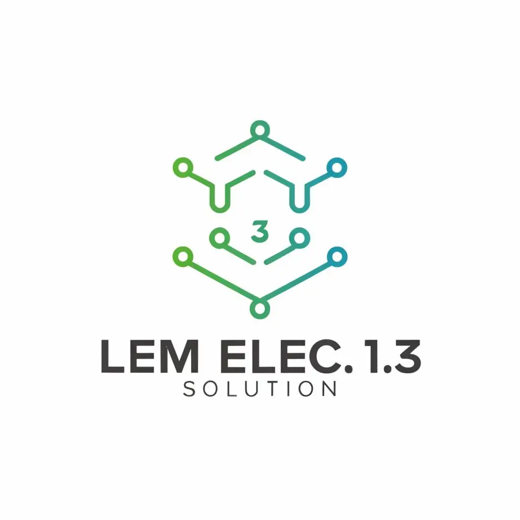 a logo design,with the text "Lem Elec. 1.3 Solution", main symbol:Electrical,Minimalistic,clear background