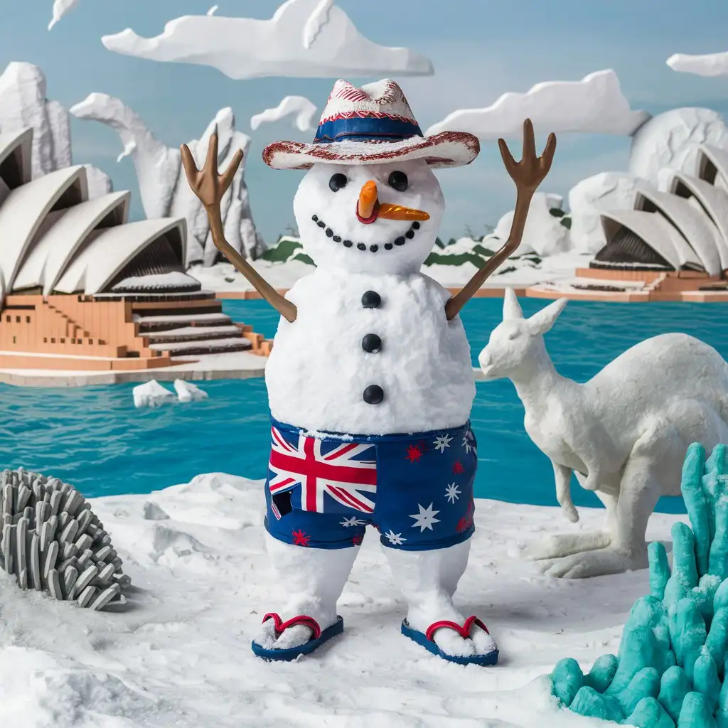 Cheerful Snowman Enjoying the Australian Sun