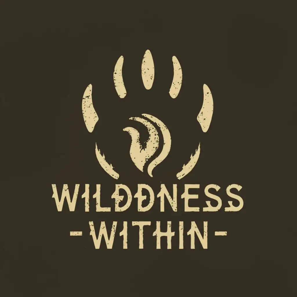 logo, bear claw with the imprint of a human thumb, with the text "Wildness Within", typography
