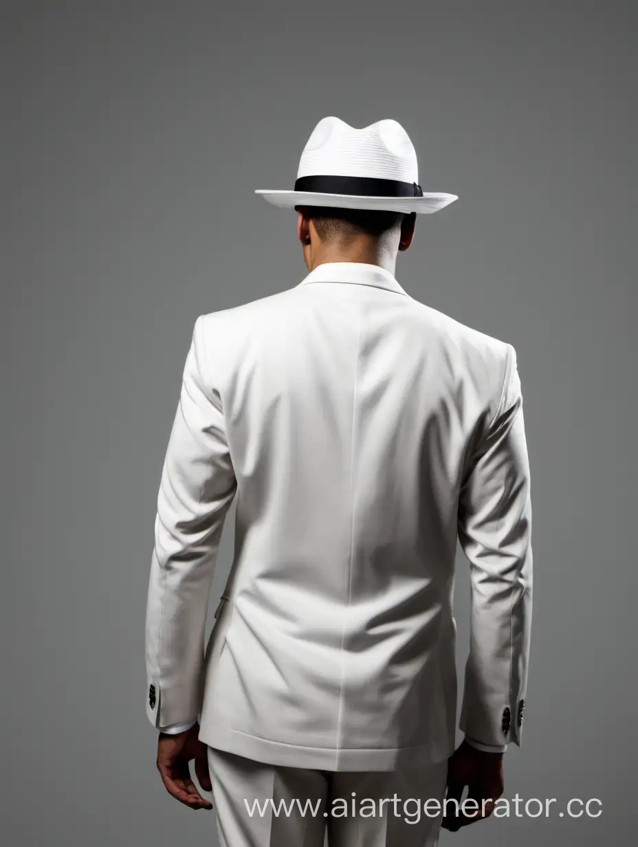 Man-in-White-Suit-and-Hat-Standing-Backlit